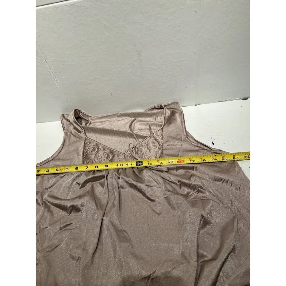Vanity Fair‎ brown Nylon Nightgown Chemise Lace Sleeveless Vintage Size M